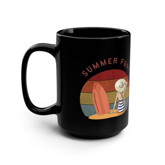 Summer Fun Black Mug, 15oz