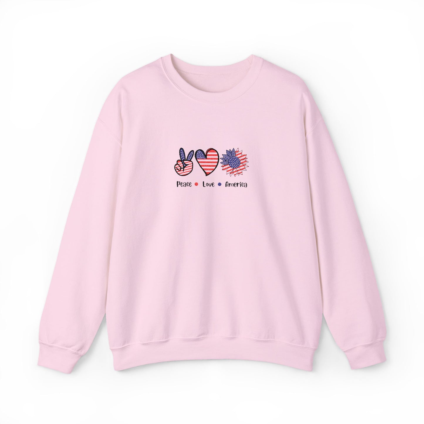 Peace Love America Unisex Heavy Blend™ Crewneck Sweatshirt (Embroidery Decoration)