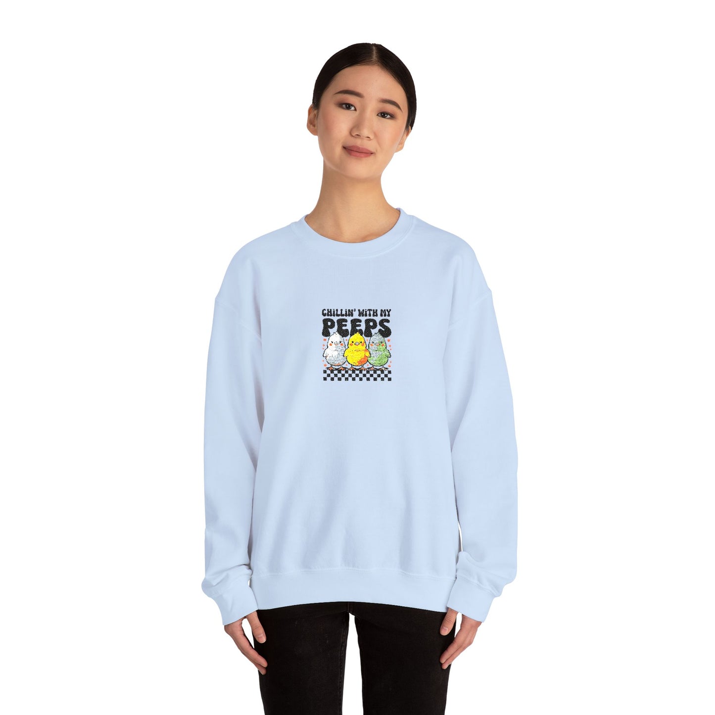 Chilling With My Peeps Unisex Heavy Blend™ Crewneck Sweatshirt (Embroidery Decoration)