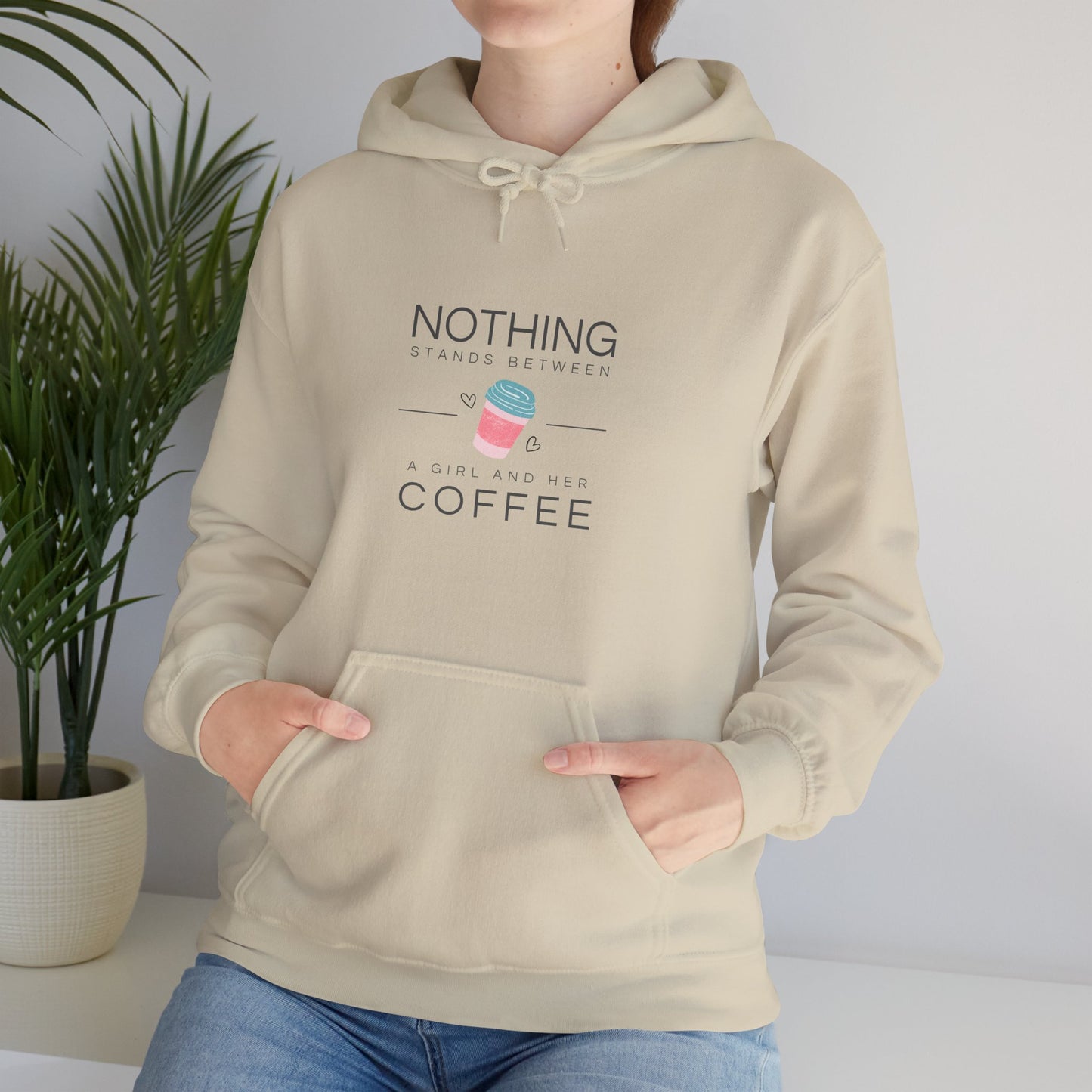 Nothing Stands Between A Girl And Her Coffee Women's Heavy Blend™ Hooded Sweatshirt