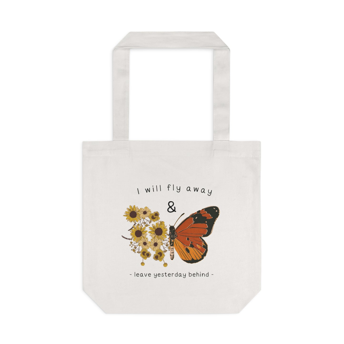 Brown Butterfly Cotton Tote Bag