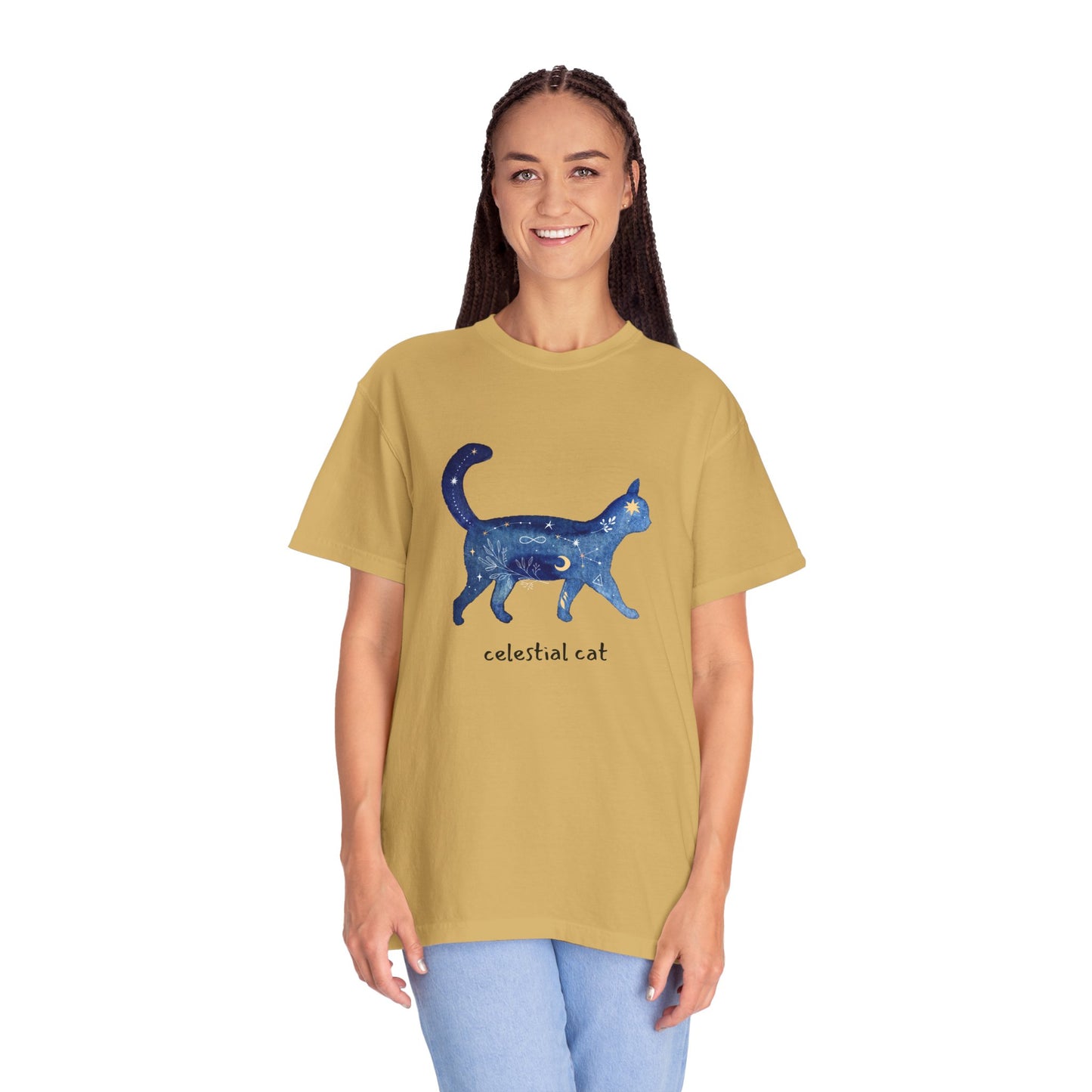 Celestial Cat Unisex Garment-Dyed T-shirt