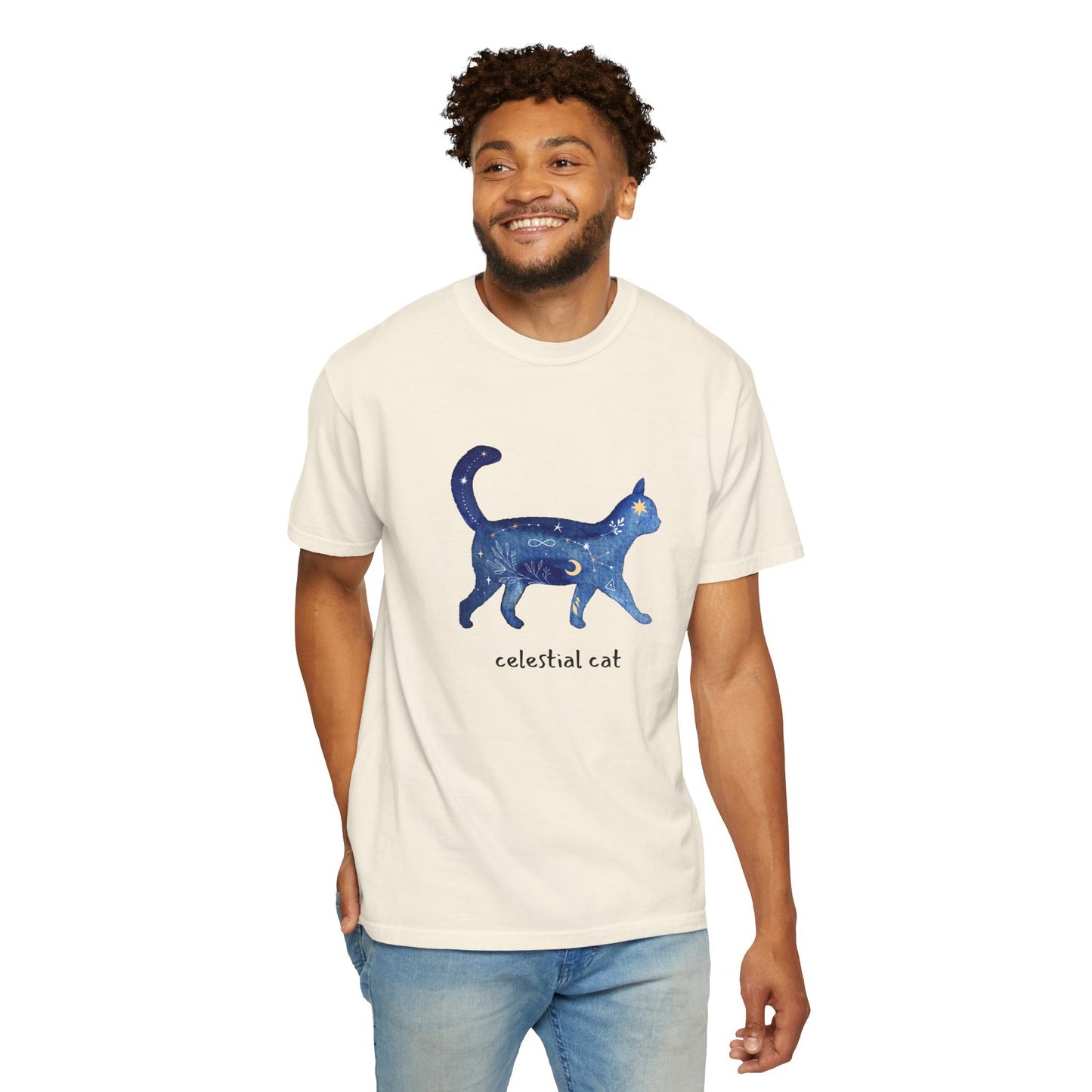 Celestial Cat Unisex Garment-Dyed T-shirt