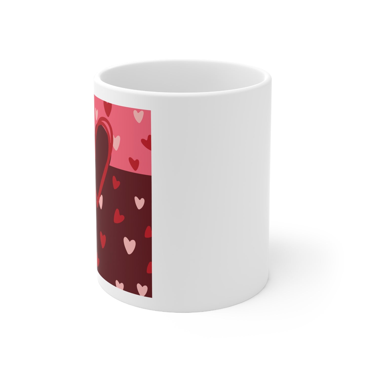Red and Pink Heart Valentine's Day Theme Ceramic Coffee Mug, 11oz