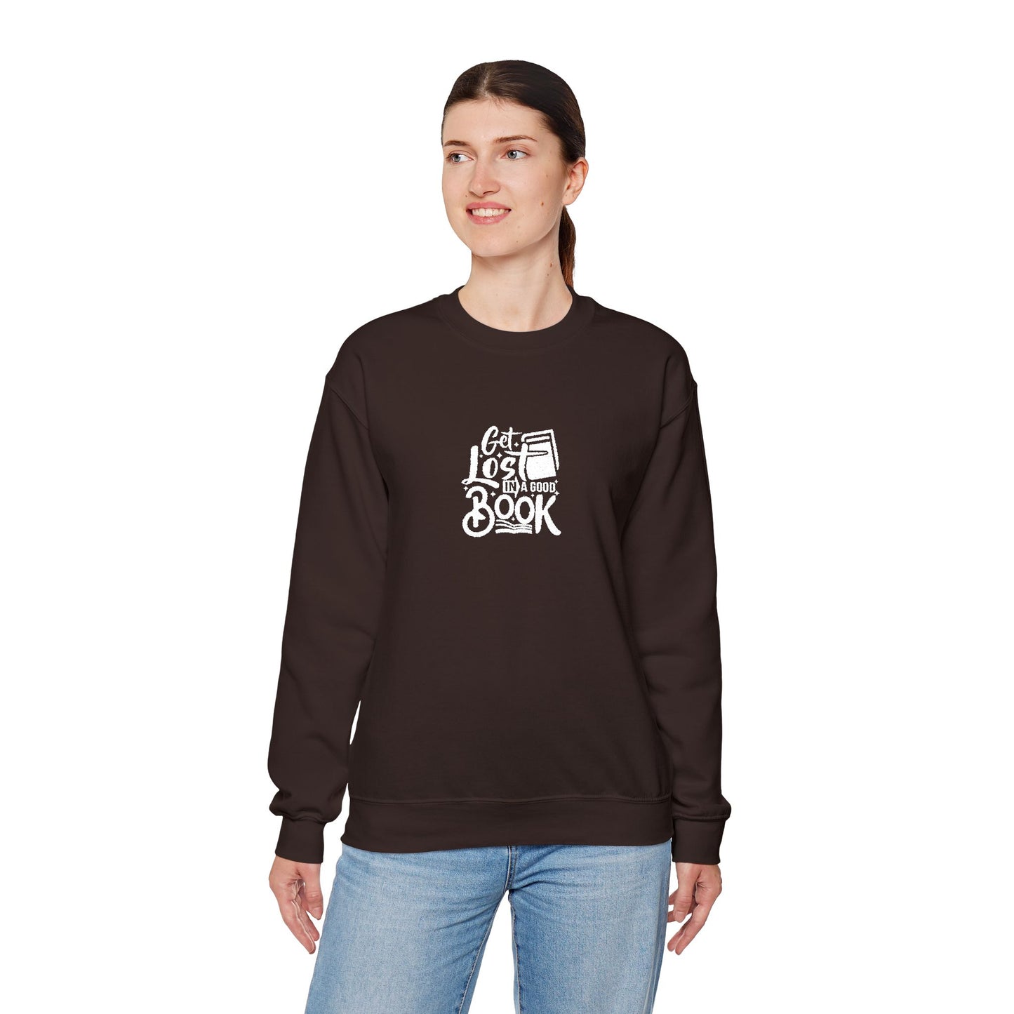 Get Lost In A Book Unisex Heavy Blend™ Crewneck Sweatshirt (Embroidery Decoration)