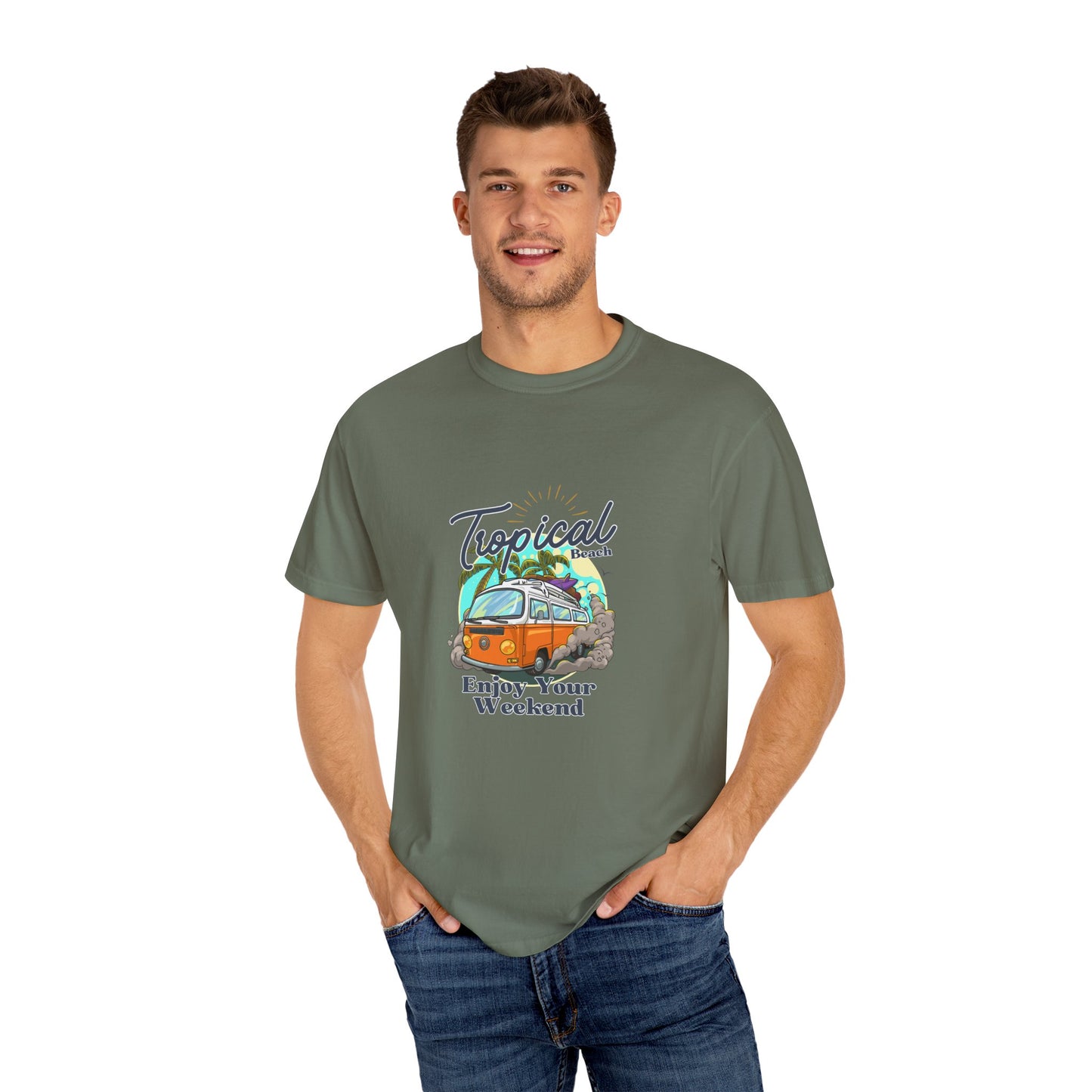 Tropical Beach Unisex Garment-Dyed T-shirt