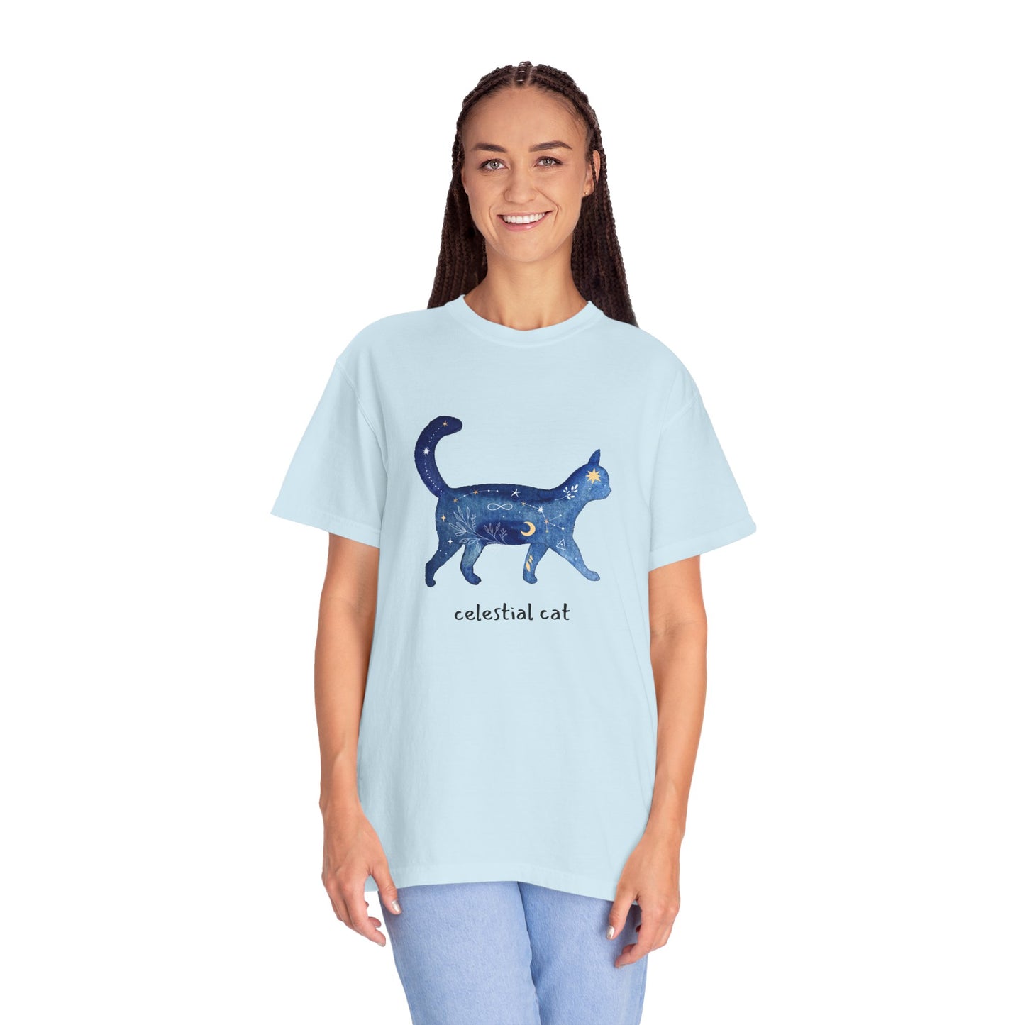 Celestial Cat Unisex Garment-Dyed T-shirt