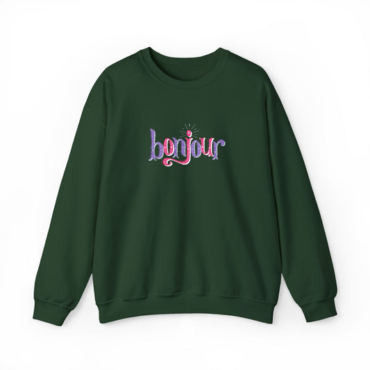 Bonjour Unisex Heavy Blend™ Crewneck Sweatshirt (Embroidery Decoration)