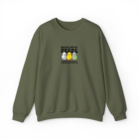 Chilling With My Peeps Unisex Heavy Blend™ Crewneck Sweatshirt (Embroidery Decoration)
