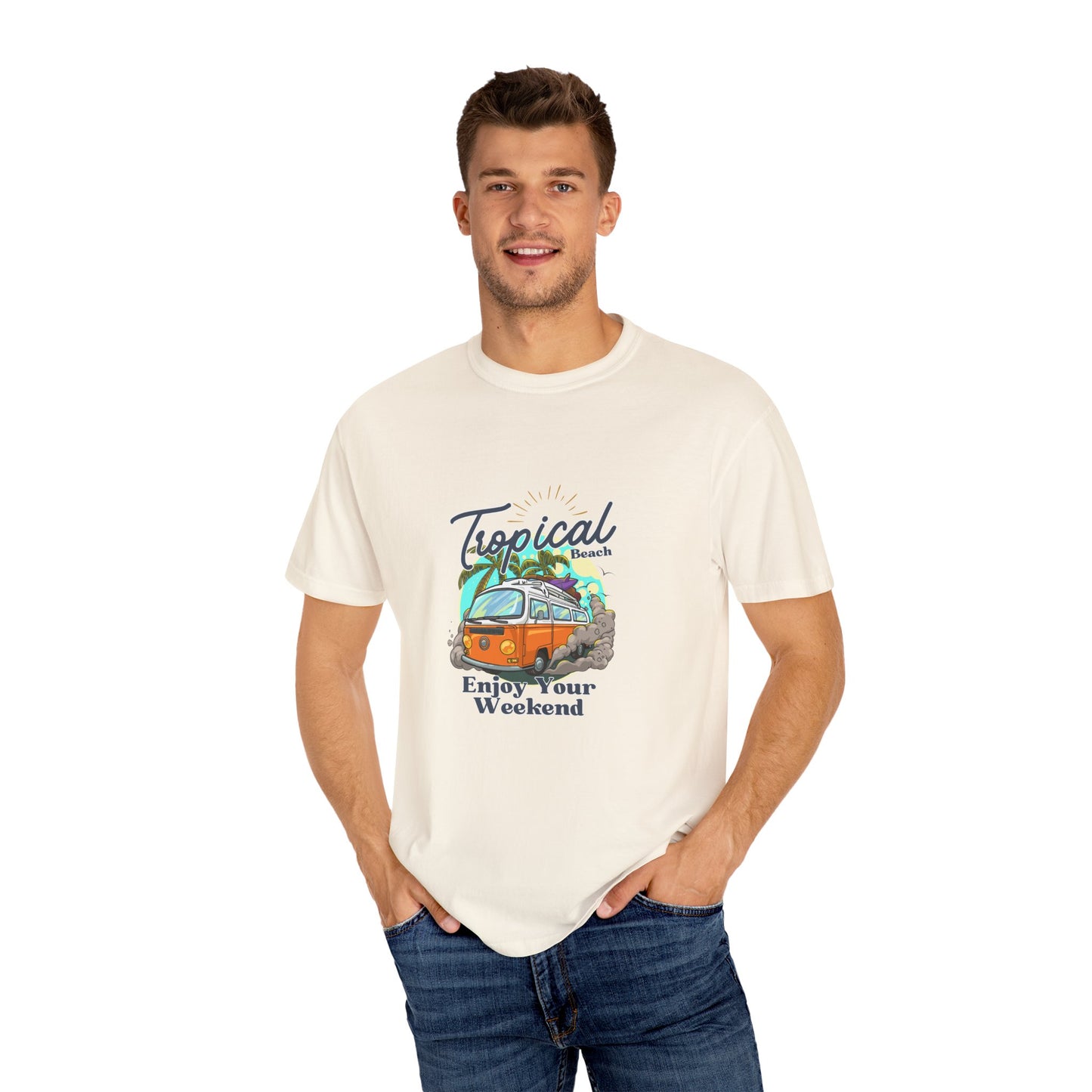 Tropical Beach Unisex Garment-Dyed T-shirt