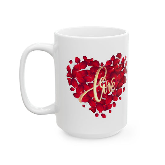 Red Gold Valentine's Ceramic Mug, (15oz)