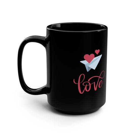 Red Blue Valentine's Black Mug, 15oz