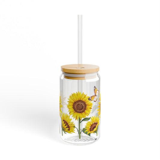 Sunflowers Sipper Glass, 16oz