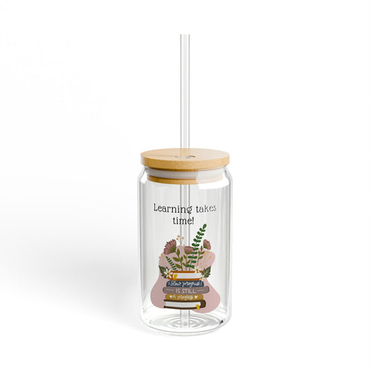 Learning Takes Time Sipper Glass, 16oz