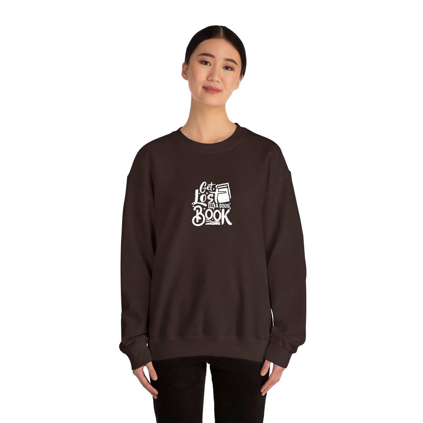 Get Lost In A Book Unisex Heavy Blend™ Crewneck Sweatshirt (Embroidery Decoration)