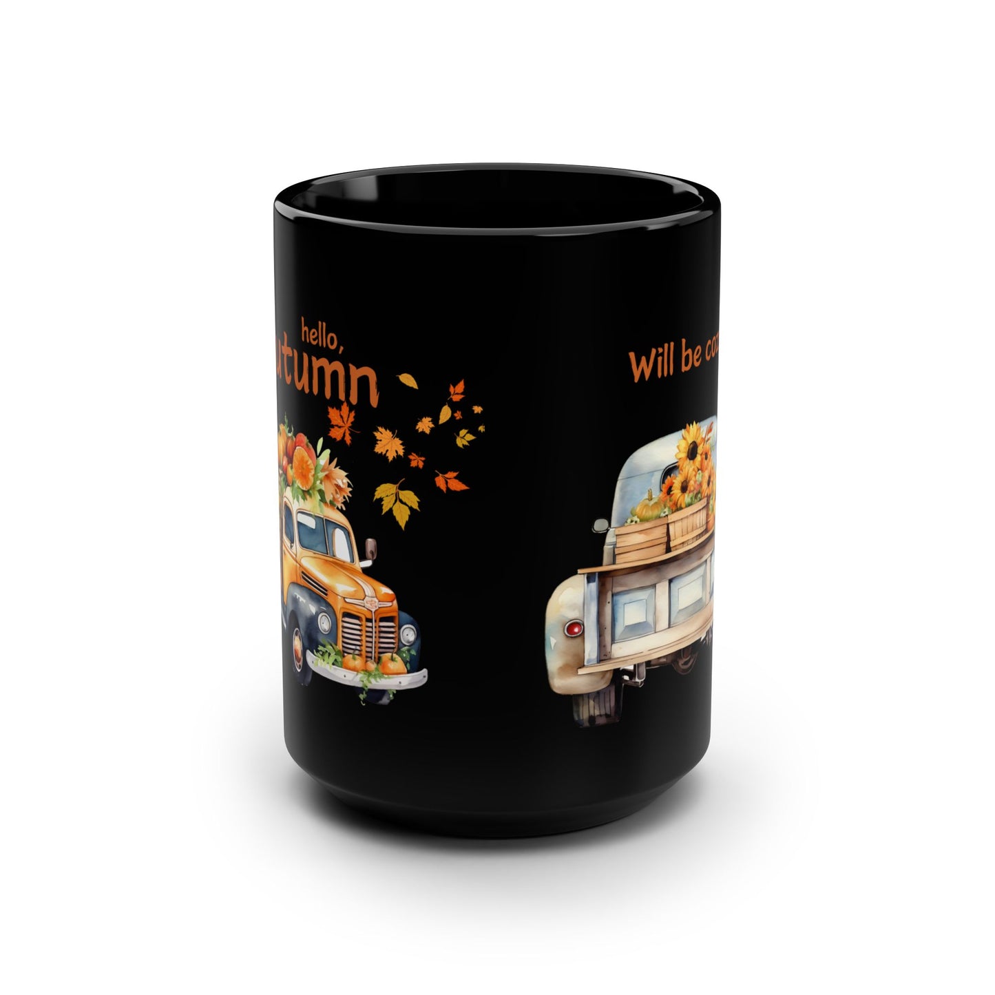 Hello Autumn Black Mug, 15oz