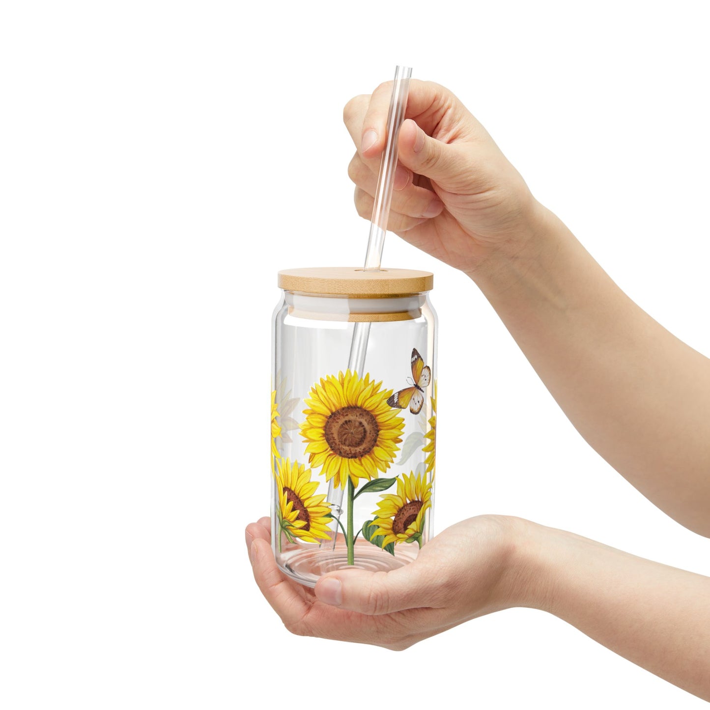 Sunflowers Sipper Glass, 16oz