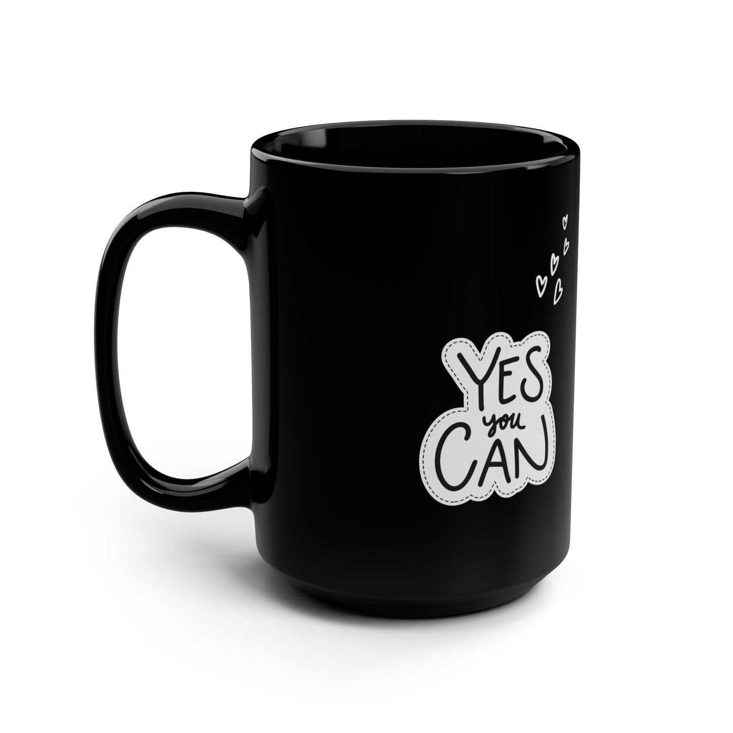 Yes You Can Black Mug, 15oz