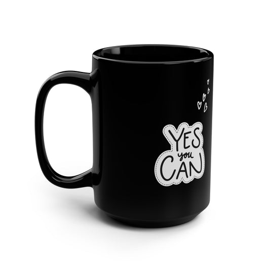 Yes You Can Black Mug, 15oz