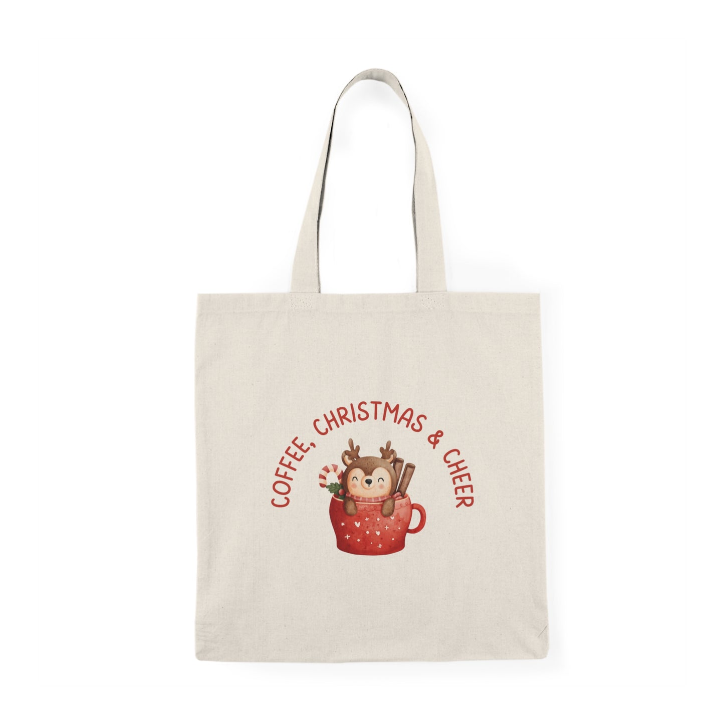 Coffee, Christmas and Cheer Natural Tote Bag
