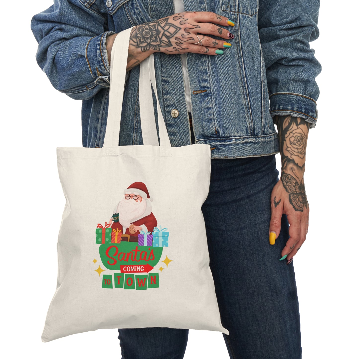 Santa's Coming To Town Natural Tote Bag