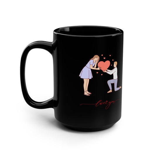 Couple Valentine's Black Mug, 15oz