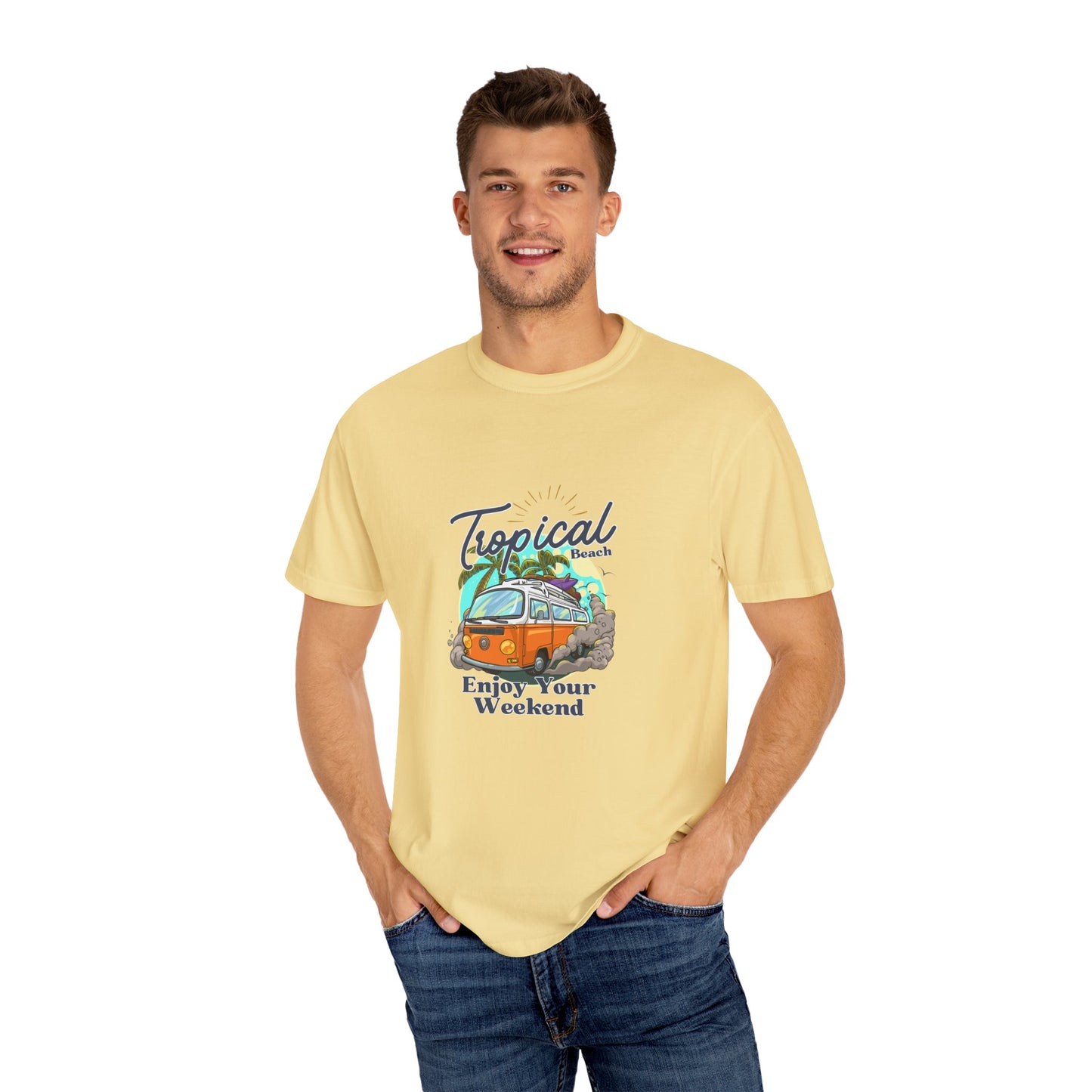 Tropical Beach Unisex Garment-Dyed T-shirt
