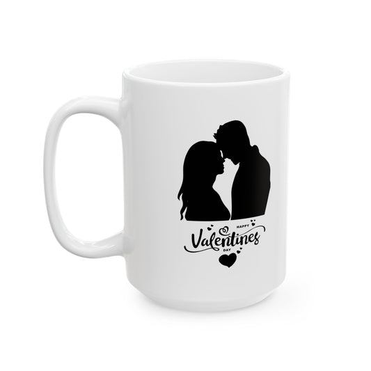 Black And White Valentine's Ceramic Mug, (15oz)