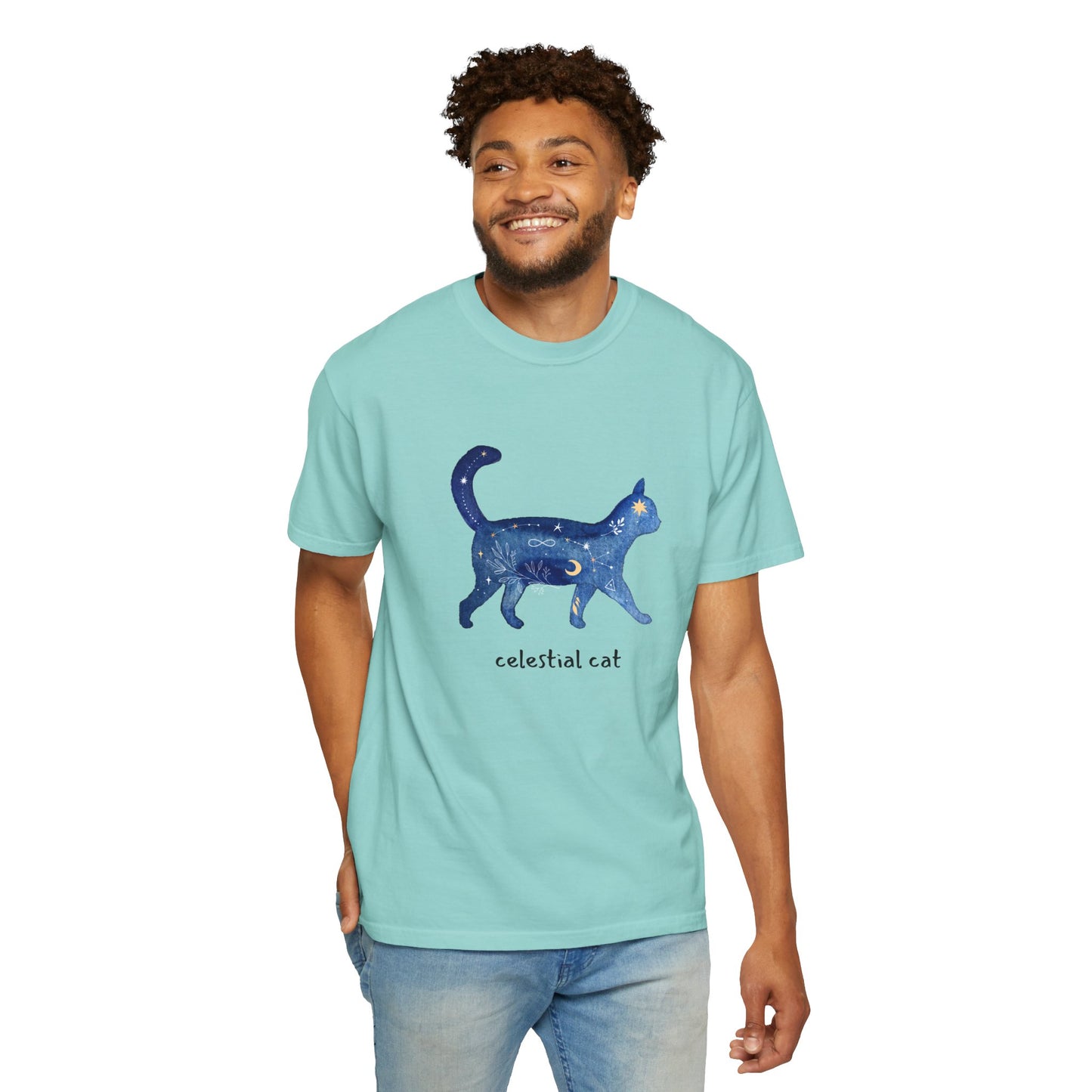 Celestial Cat Unisex Garment-Dyed T-shirt