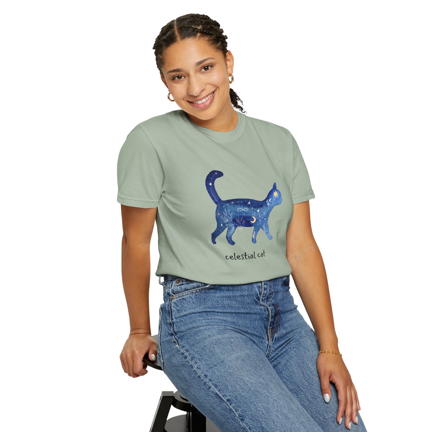 Celestial Cat Unisex Garment-Dyed T-shirt