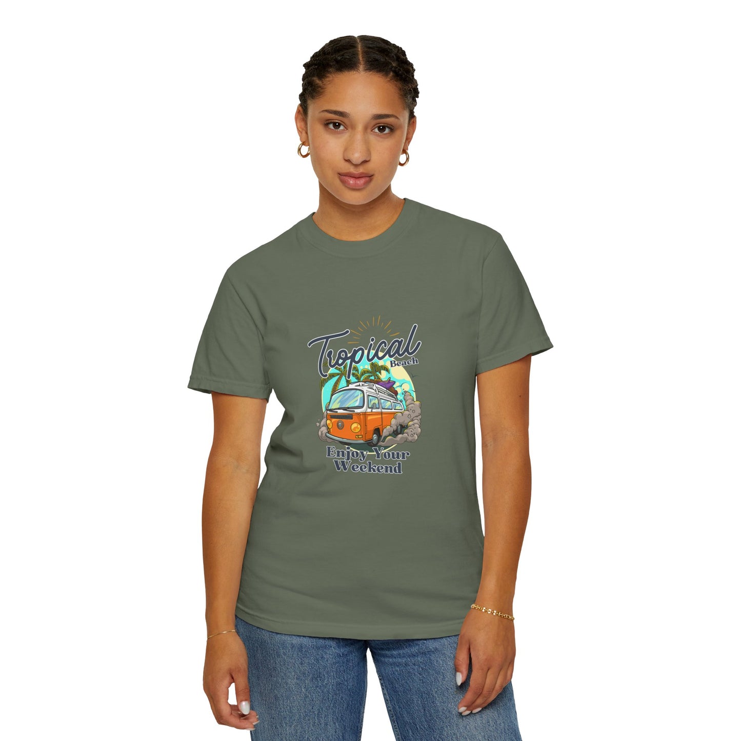 Tropical Beach Unisex Garment-Dyed T-shirt