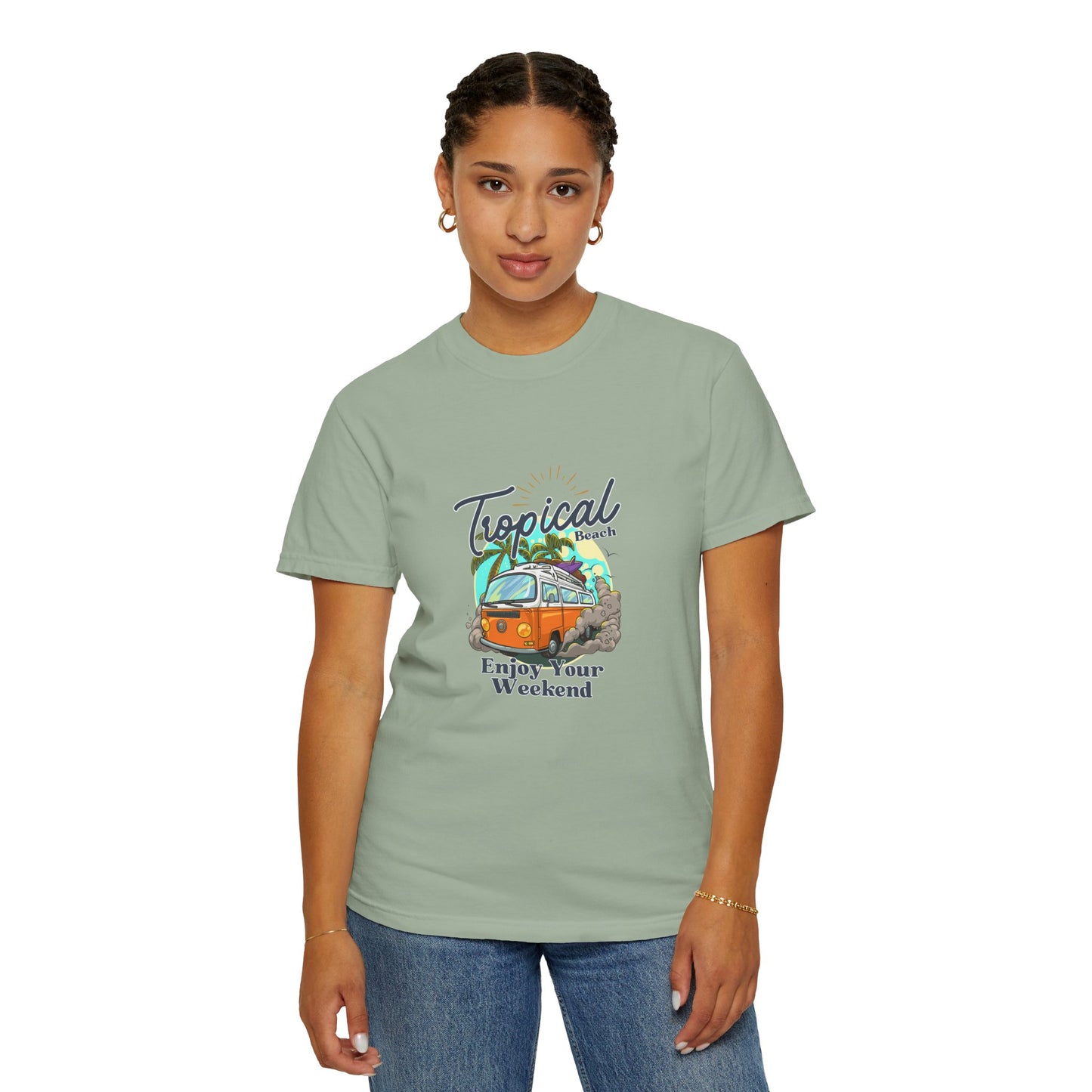 Tropical Beach Unisex Garment-Dyed T-shirt
