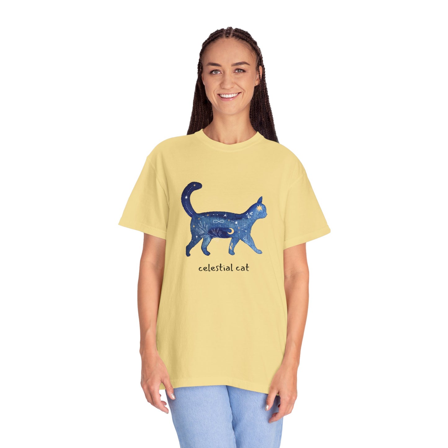 Celestial Cat Unisex Garment-Dyed T-shirt