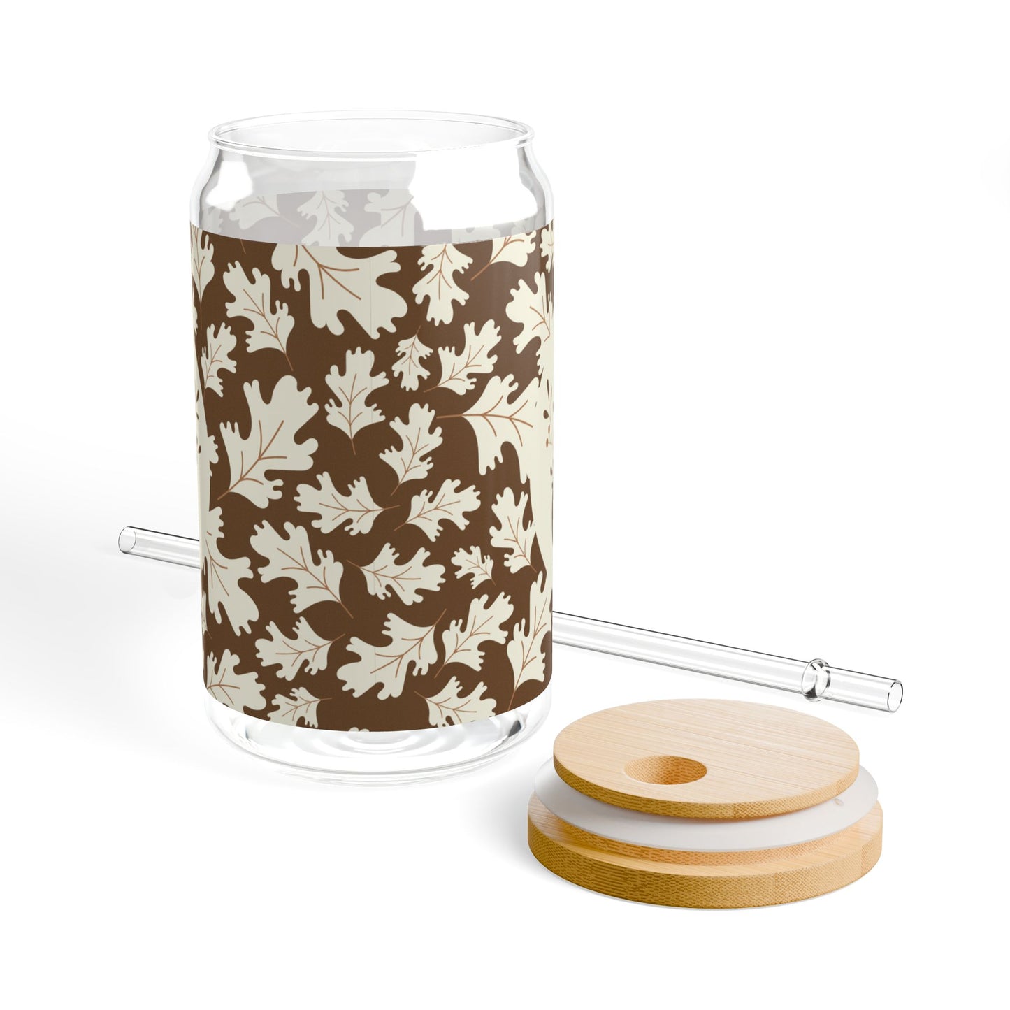 Brown And Beige Autumn Sipper Glass, 16oz