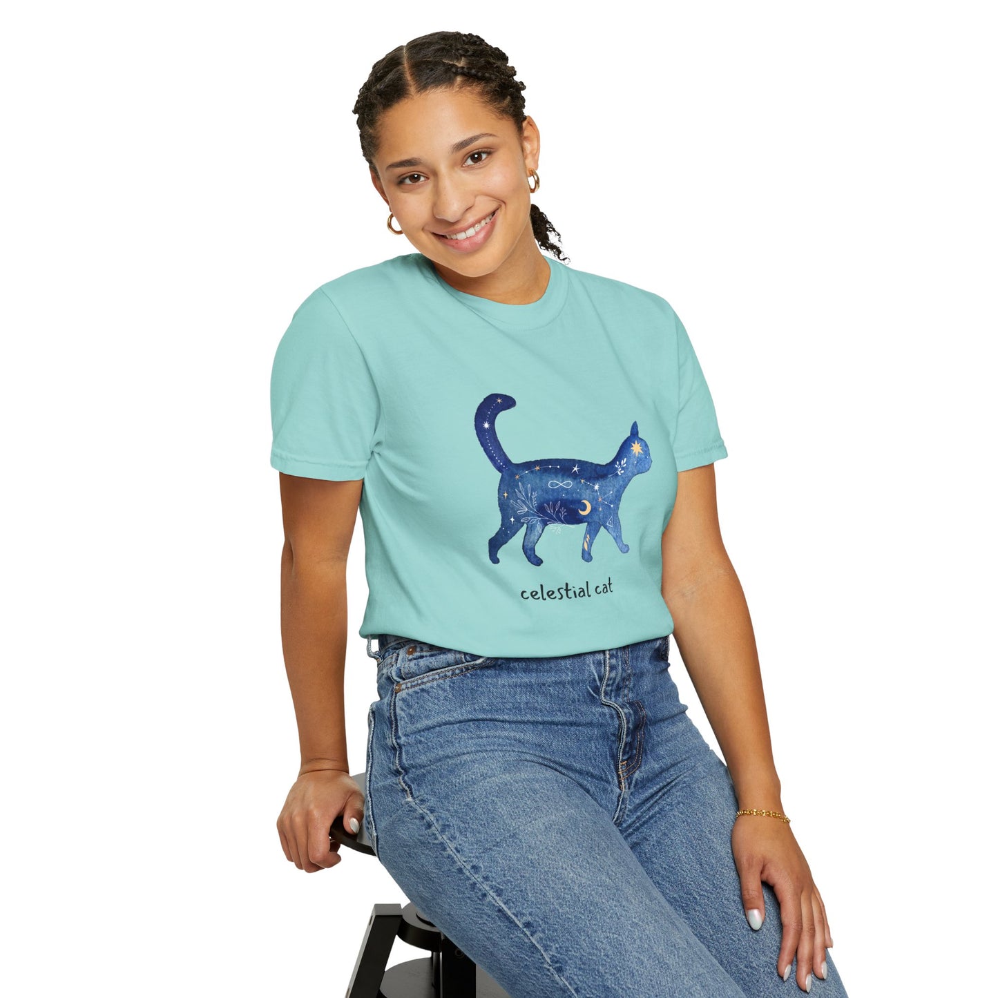 Celestial Cat Unisex Garment-Dyed T-shirt