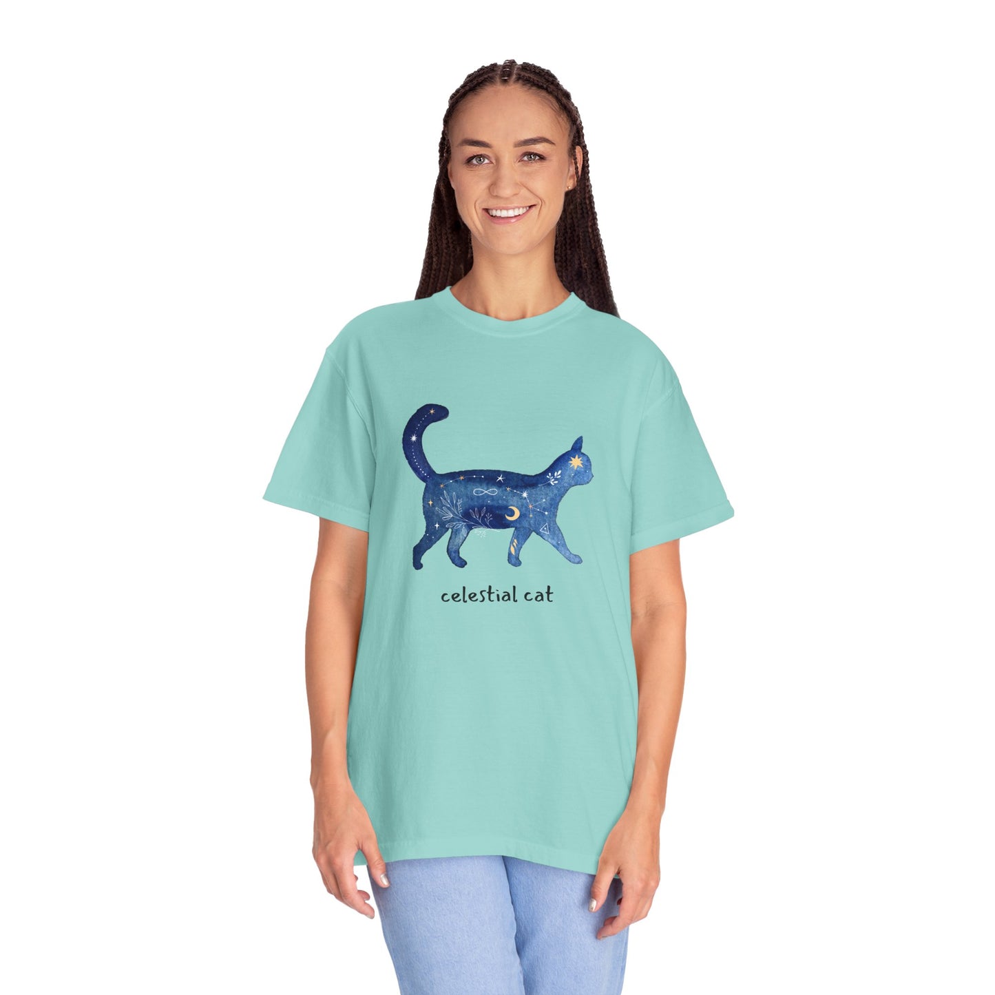 Celestial Cat Unisex Garment-Dyed T-shirt