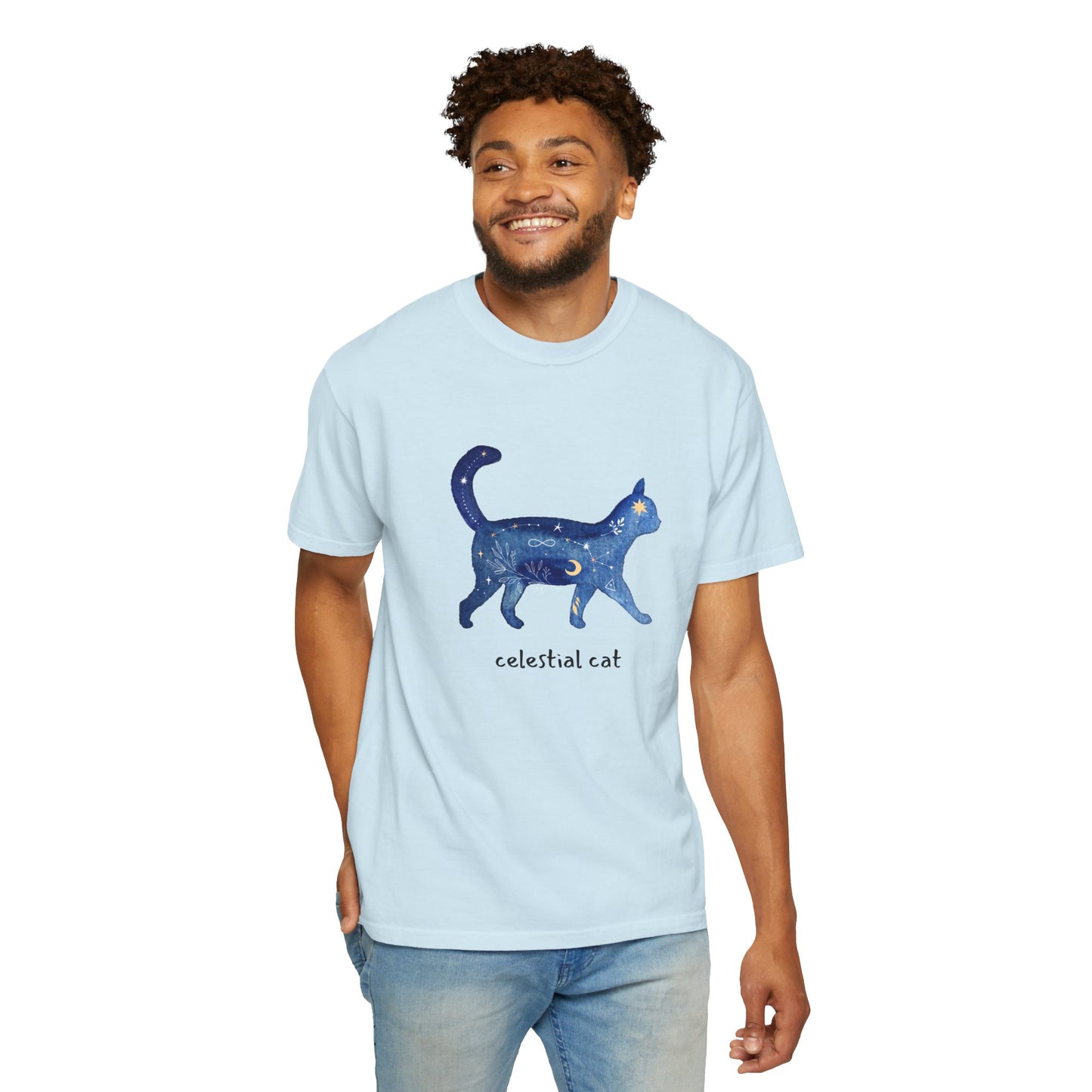 Celestial Cat Unisex Garment-Dyed T-shirt
