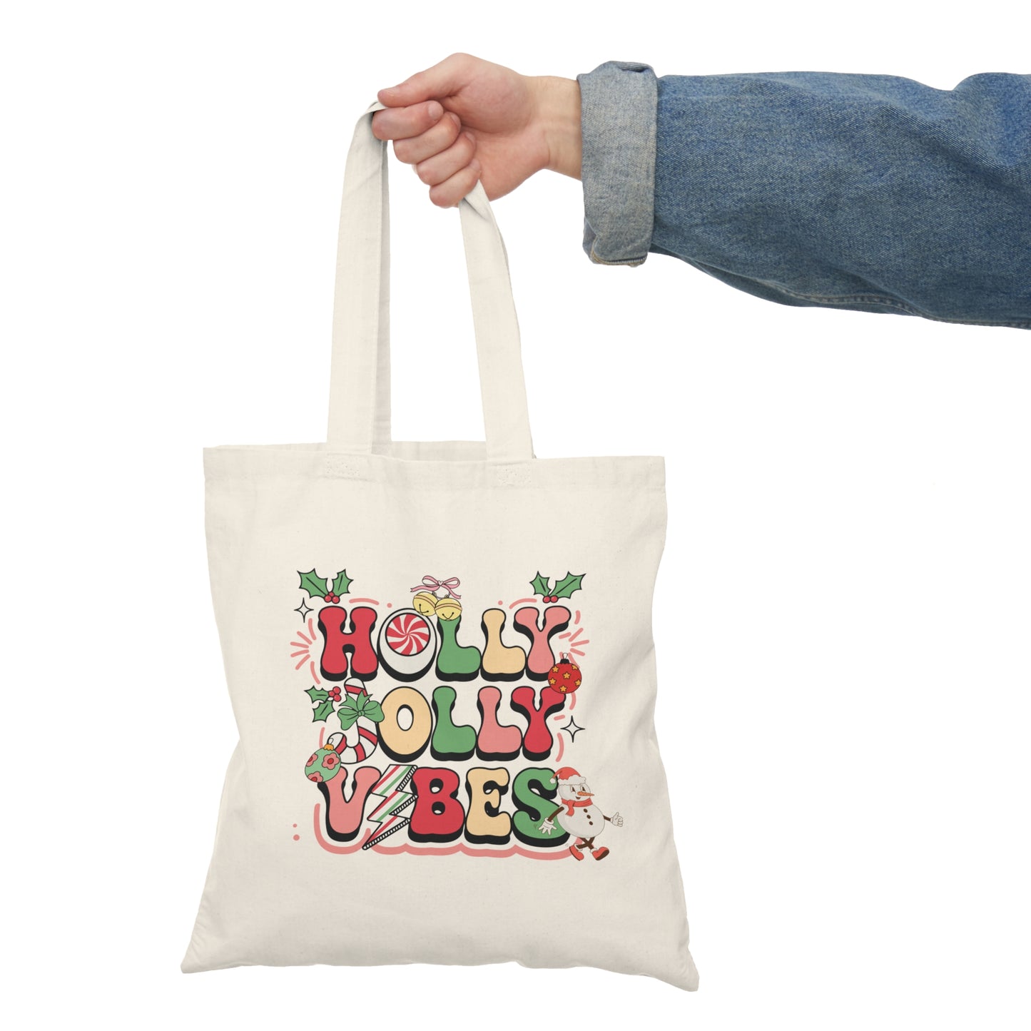 Holly Jolly Vibes Natural Tote Bag