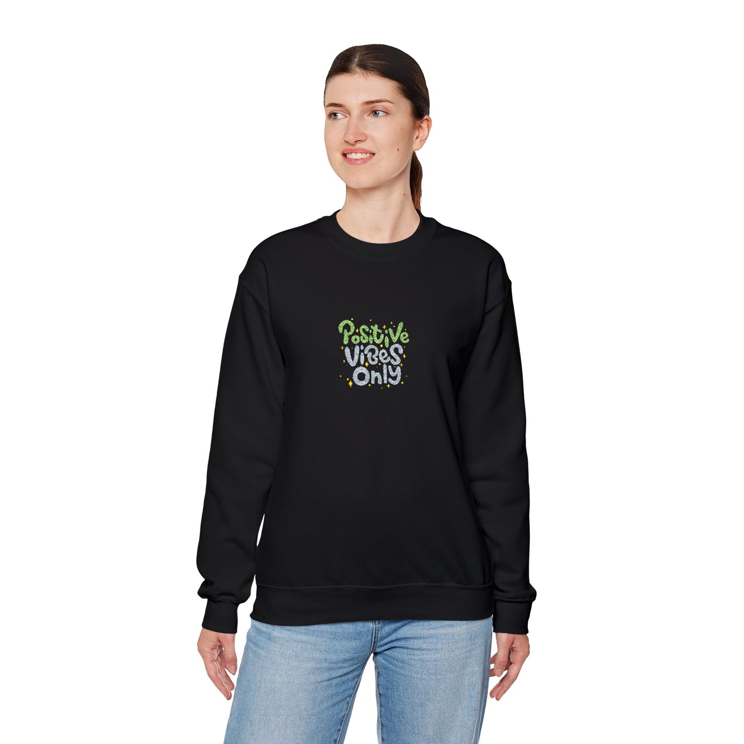 Positive Vibes Only Unisex Heavy Blend™ Crewneck Sweatshirt (Embroidery Decoration)