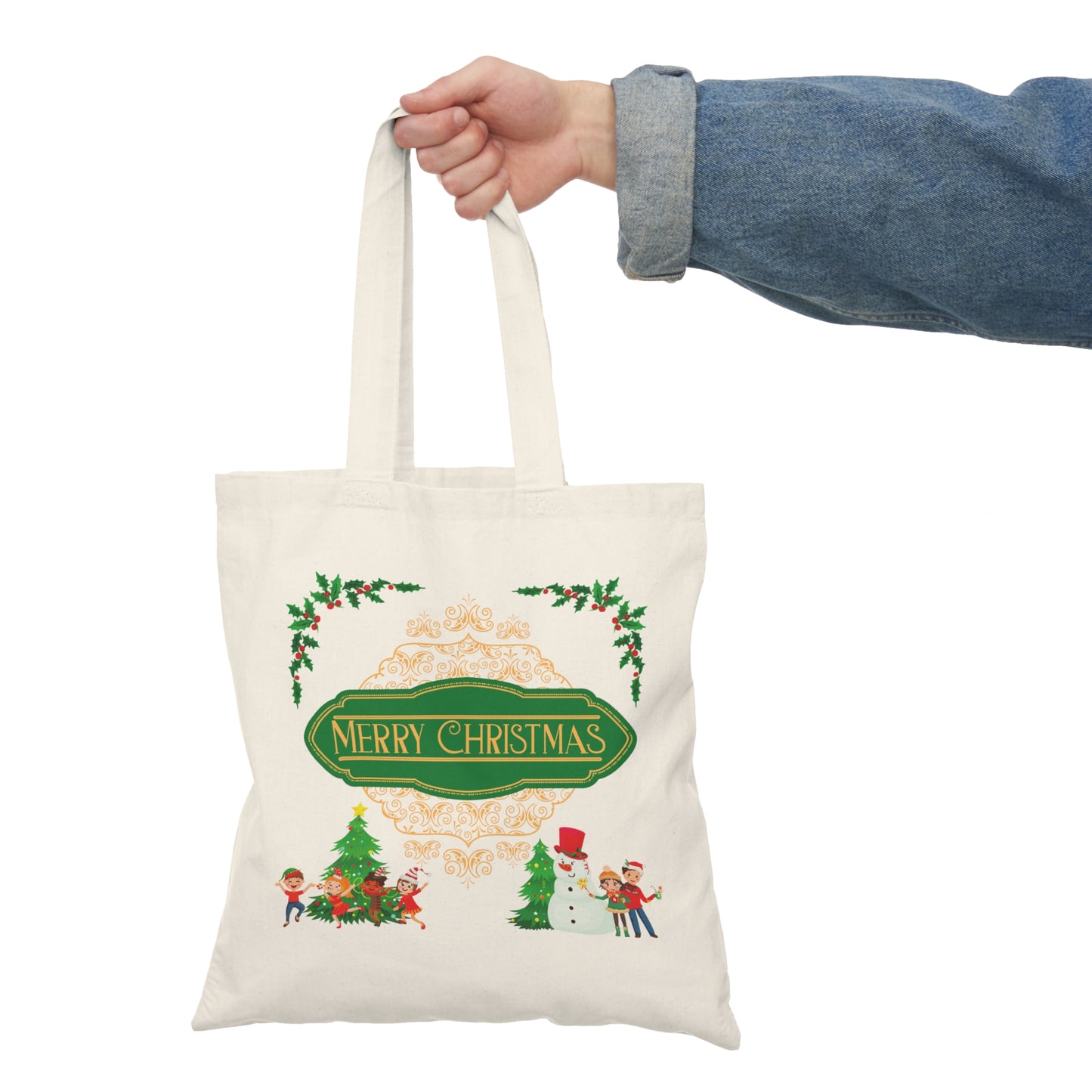 Merry Christmas Natural Tote Bag