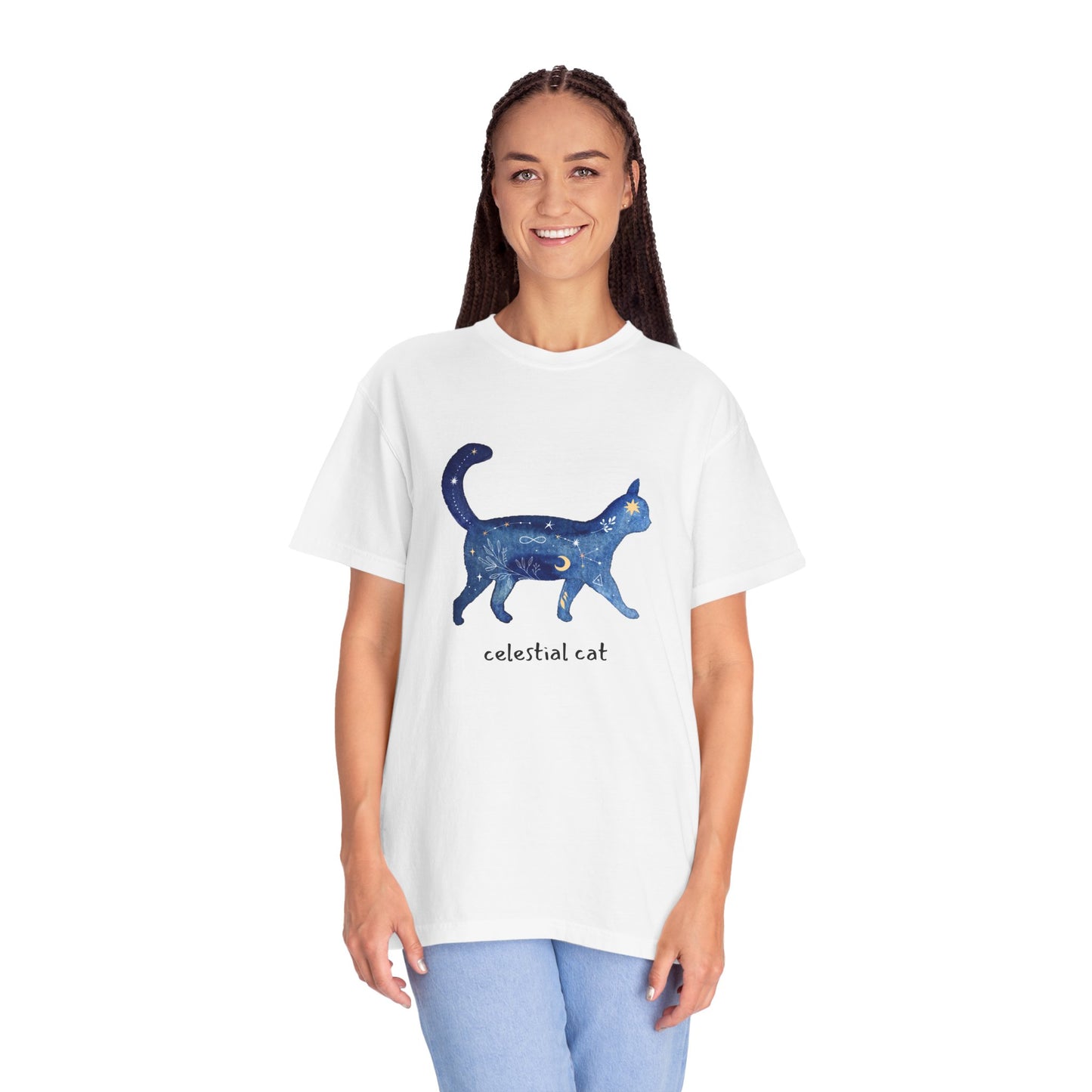 Celestial Cat Unisex Garment-Dyed T-shirt