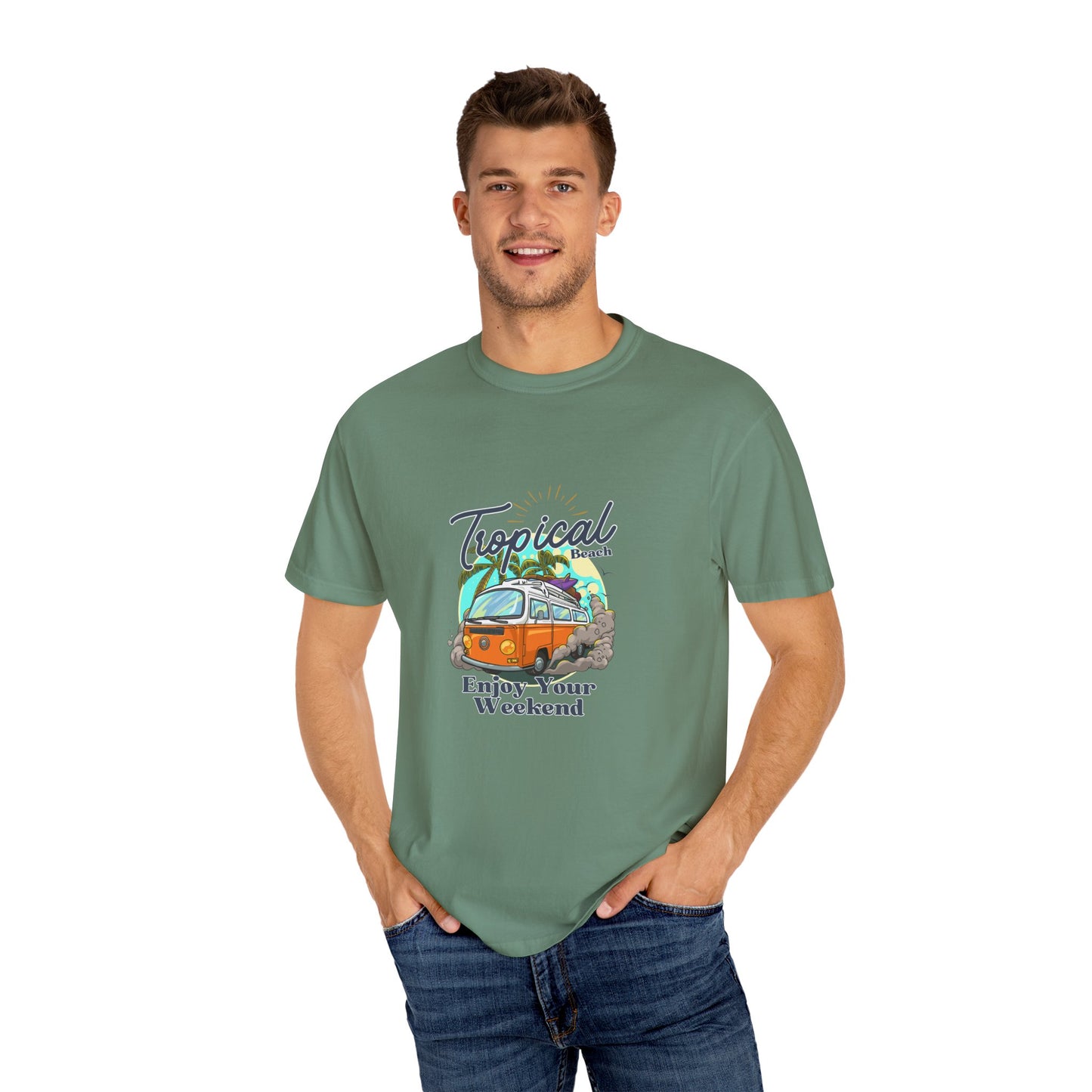 Tropical Beach Unisex Garment-Dyed T-shirt