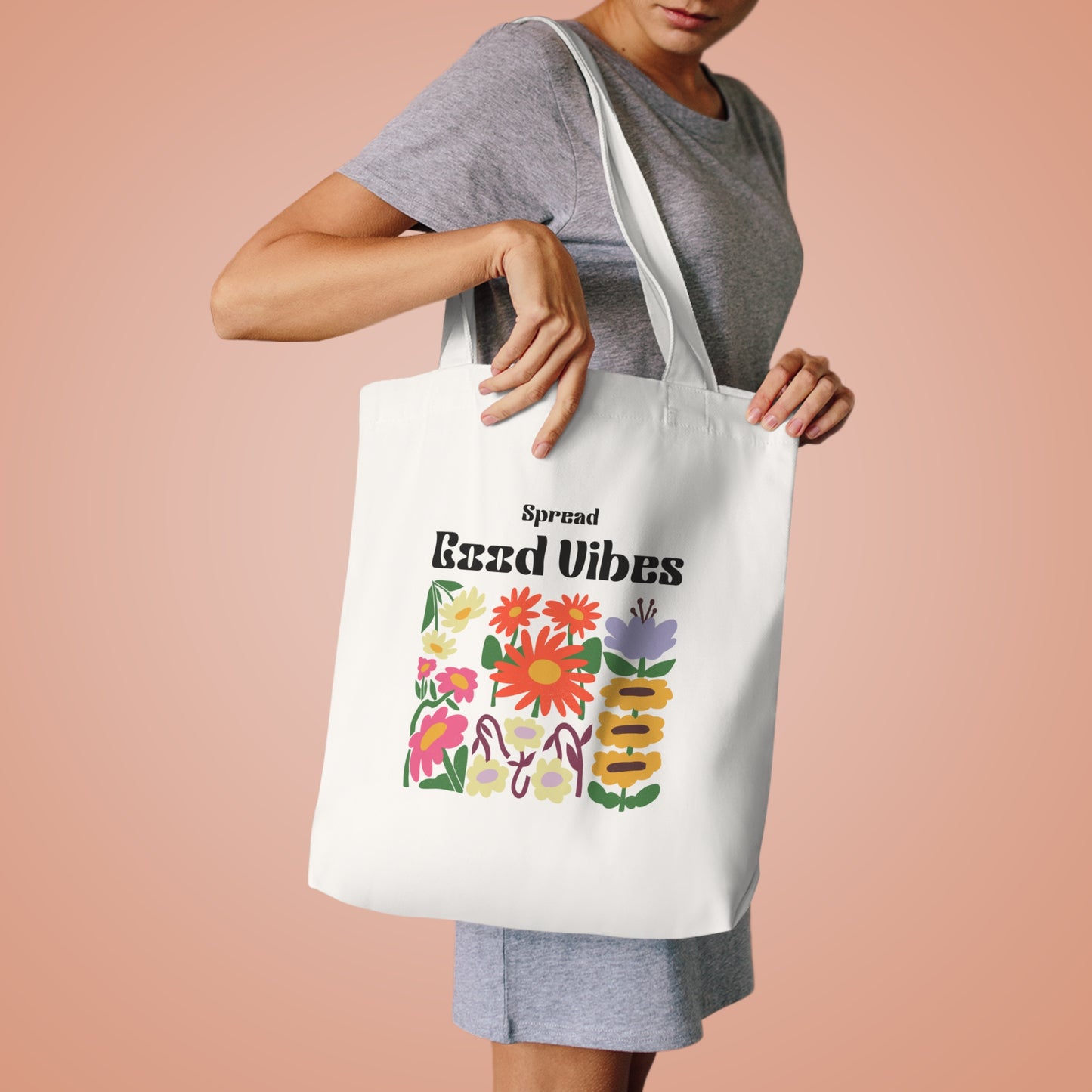 Spread Good Vibes Cotton Tote Bag