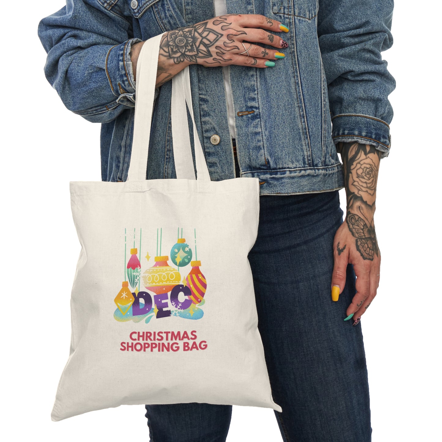 Christmas Shopping Bag Natural Tote Bag