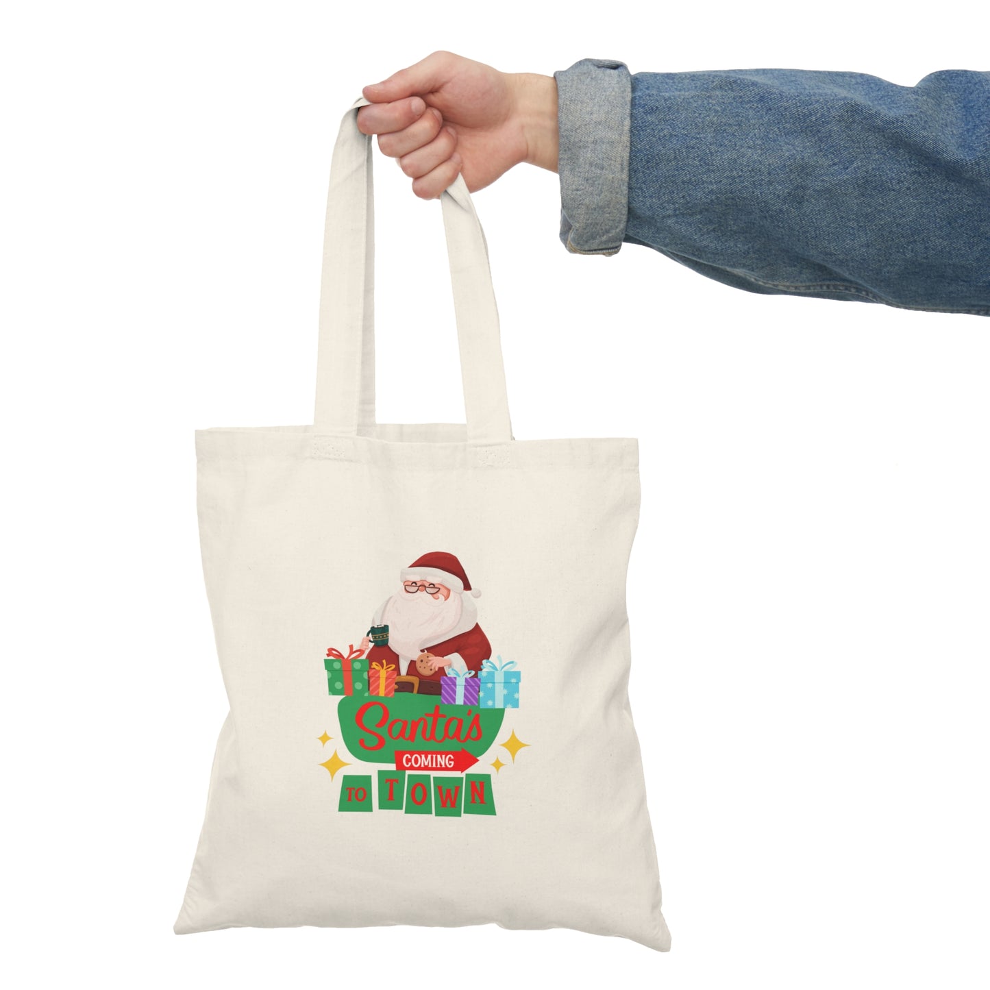 Santa's Coming To Town Natural Tote Bag
