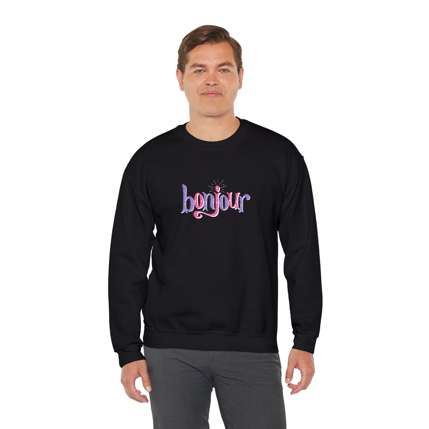Bonjour Unisex Heavy Blend™ Crewneck Sweatshirt (Embroidery Decoration)