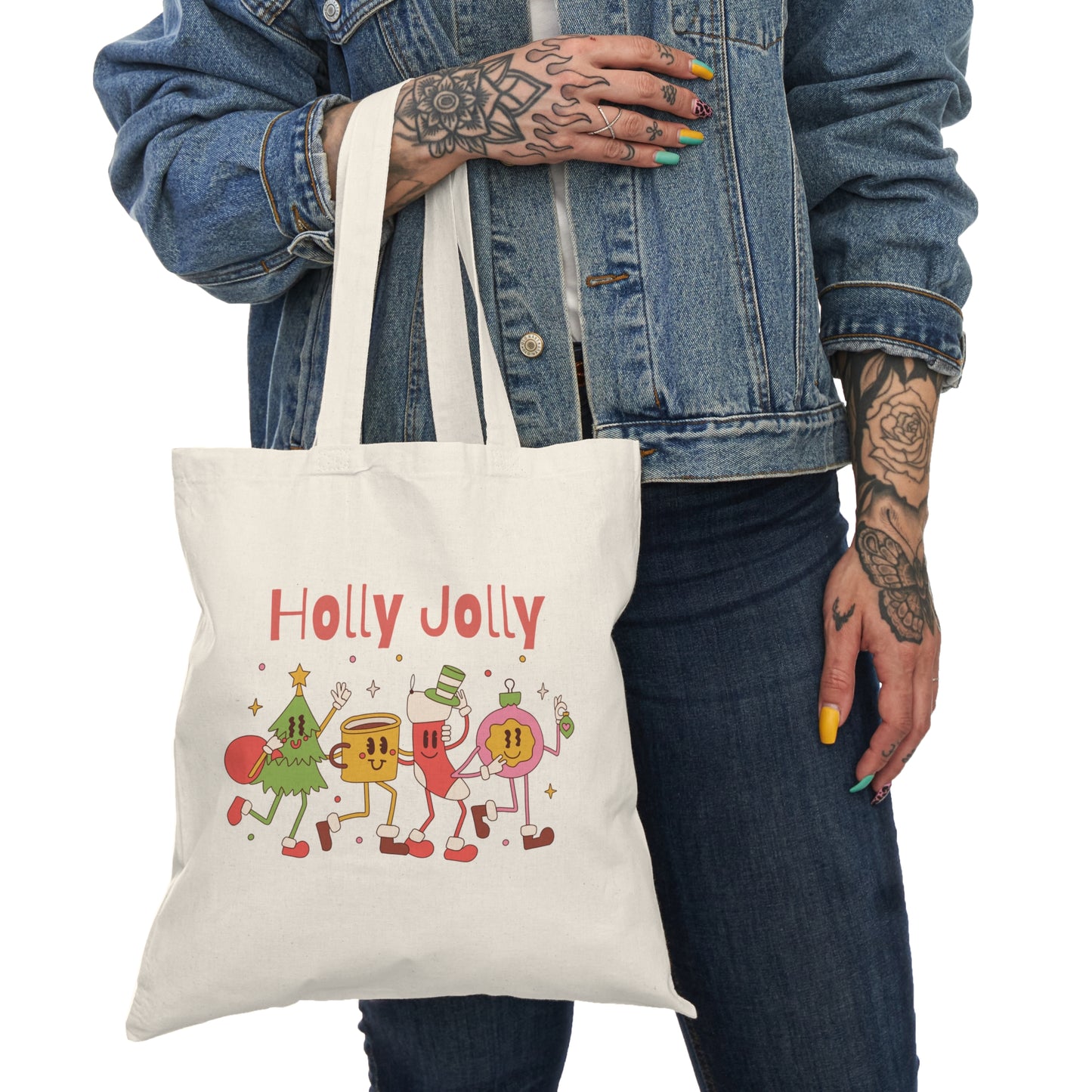 Holly Jolly Natural Tote Bag