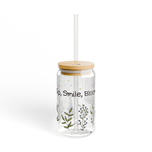 Sip, Smile, Bloom Sipper Glass, 16oz