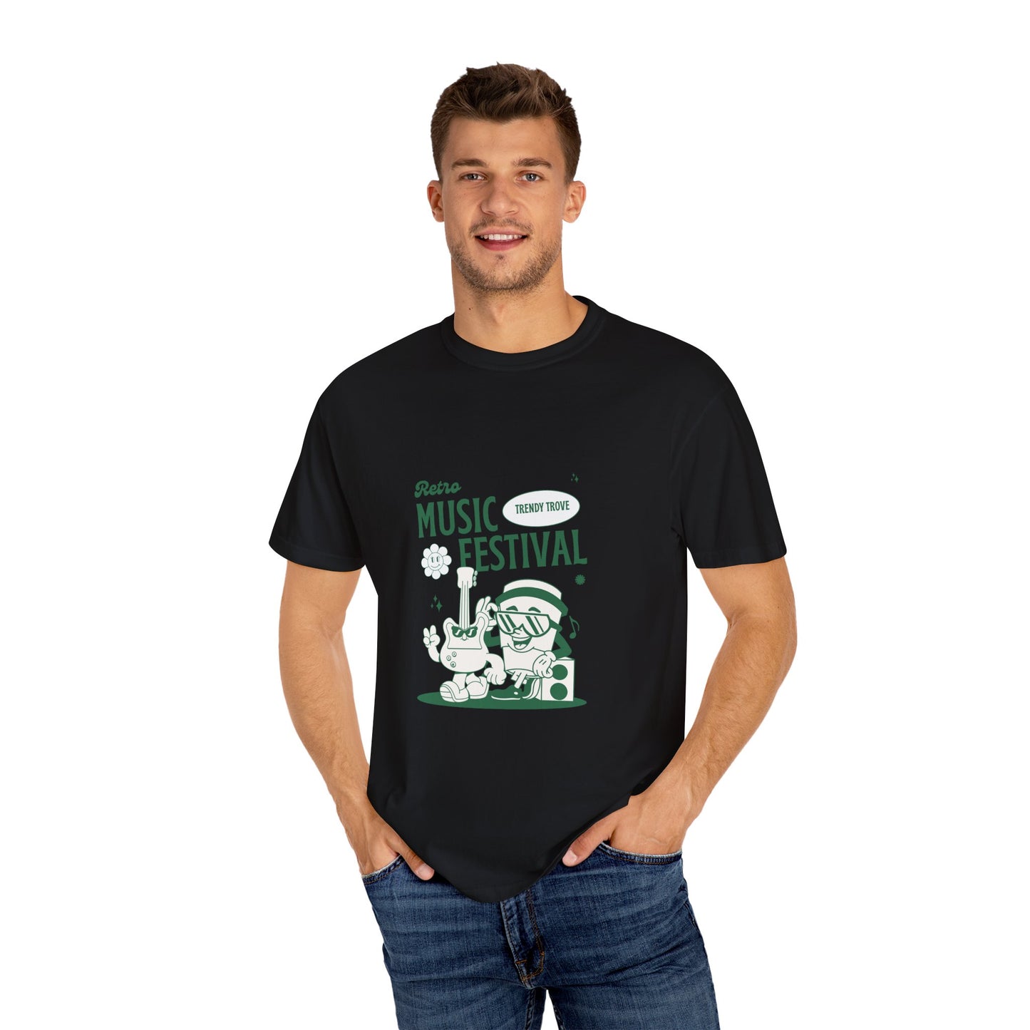 Retro Music Festival Unisex Garment-Dyed T-shirt
