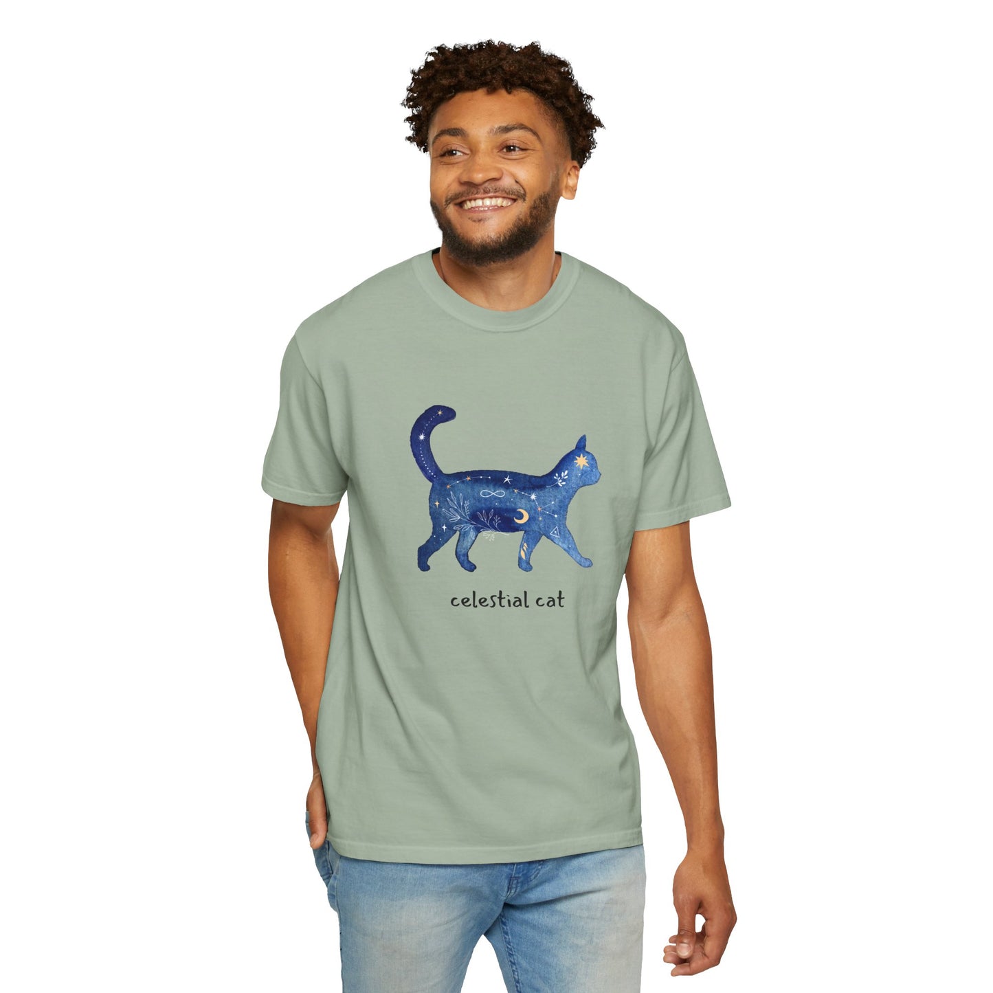 Celestial Cat Unisex Garment-Dyed T-shirt